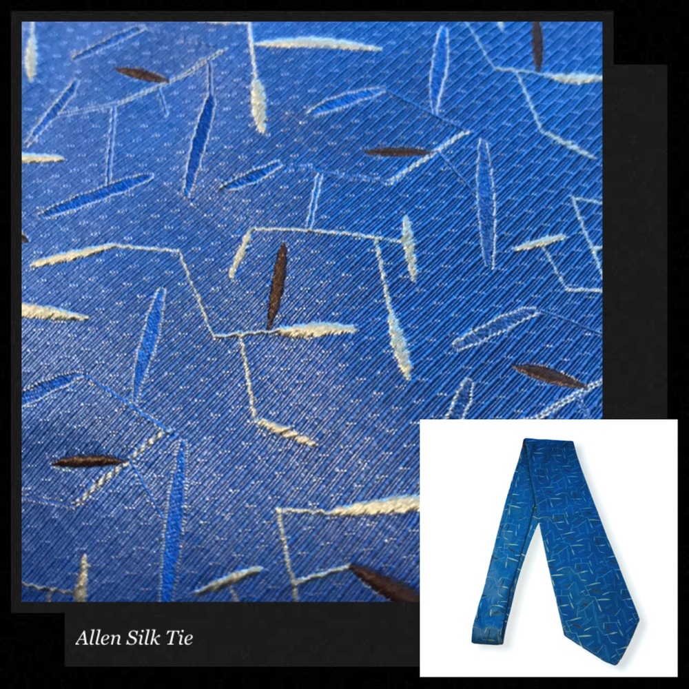 ALLEN Blue w/Gold Design Pattern Silk Tie